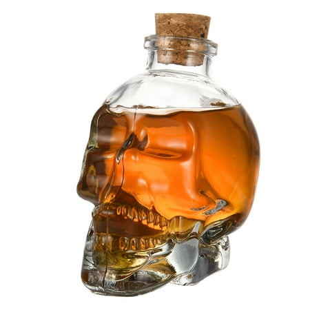 - Uarter 180mL- Skull Glass Wine Decanter Multi-purpose Whiskey Decanters Creative Vodka Bottle, Transparent Color