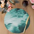 thumbnail image 3 of Teal Green Ombre Clouds Round 15 Inch Placemats Set of 4, Modern Abstract Gradient Cloud HeatResistant Non Slip Place Mats for Dining Table, Wipeable Braided Kitchen Table Mats for Housewarming, 3 of 9