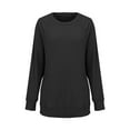 thumbnail image 6 of Black Sweatshirt for Women Long Sleeve Shirts for Women Casual Tops Loose Fit Rib Knit Lightweight Long Sweater Crew Neck Pullover with Pockets Women Fall Clothes, 6 of 6