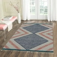 thumbnail image 2 of Casavani Square Handwoven Cotton Dhurrie Blue Living Room Carpets Home Decor Kilim Rug 5x5 feet, 2 of 5