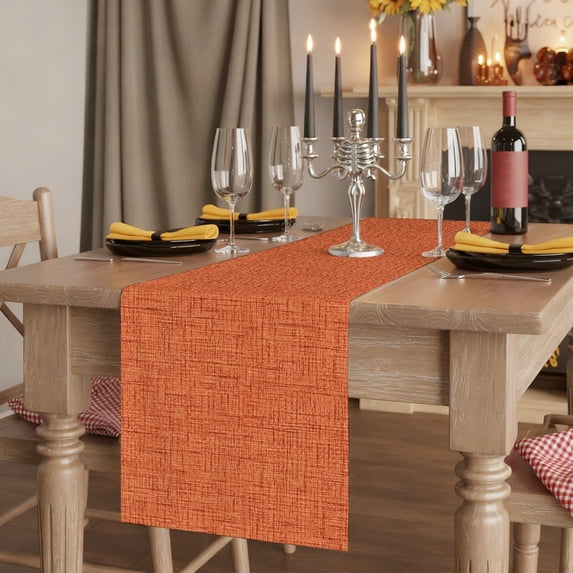 Burnt Orange Table Runner Rustic Farmhouse Solid Color Fall Tablerunners 13 x 90 Inch, Table Decorations Tabletop Scarf for Summer Gathering Holiday Farmhouse Kitchen Dining Decor