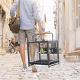 thumbnail image 2 of Yaheetech 26'' Wrought Iron Travel Bird Cage Carrier with Handle Perch & 2 Stainless Steel Bowls, Hammered Black, 2 of 11