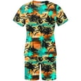 thumbnail image 4 of VBTAPA Mens Shorts Set 2 Piece Outfits Tropical Print Short Sleeve Crewneck T Shirts and Shorts Set Aloha Beach Suit Summer Casual Tracksuit Army Green XXXXL, 4 of 5