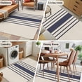 thumbnail image 6 of Midnight Blue Striped Large Area Rugs for Bedroom Living Room, Soft Non Slip Carpet Bedside Rug, Beige Geometric Modern Art Rectangular Floor Cover Kitchen Accent Rug 2.7'x5' for Dining Room/Office, 6 of 9