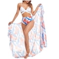 thumbnail image 2 of LEEYNEER Women‘s Bikini Swimsuits Sets  Thong Bikini Sets Sexy Bikini Solid Set Three Piece Filled Bra Beachwear Cloak Swimwear Bikini Sets for Women Blue L, 2 of 6