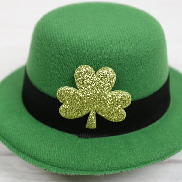 7183 St. Patrick\'s Day Hat Hair Clip Saint Green Pins Costume St Patricks Day Green Top Hat,Hat Hair Clips, St. Patricks  main image 3