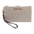 thumbnail image 1 of Michael Kors Jet Set Travel Double Zip Wristlet - Signature PVC (Vanilla PVC/Dark Acorn), 1 of 2