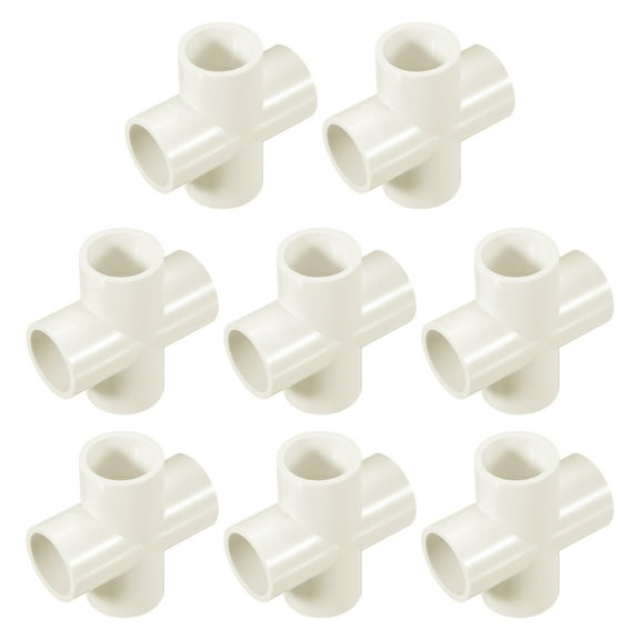 8Pcs Fitting, Cross 4 Way Fitting 20mm Connectors Elbow Pipe Fittings Coupling Furniture Corner Connector for DIY Garden Support Structure, White