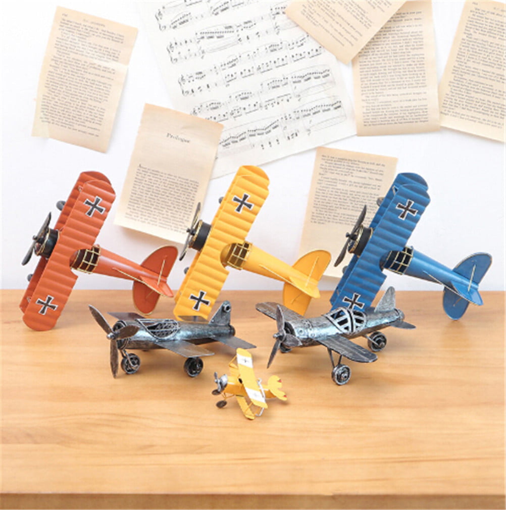 Mini Vintage Metal Plane Model Aircraft Glider Biplane Airplane Model Kids ToyVQ 
