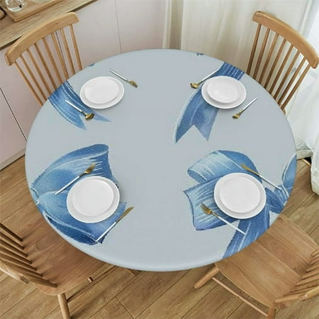 

BCIIG Bows Ribbon Round Tablecloth 100% Polyester Tablecloth with Elastic Edge Stain-Resistant Ideal for Restaurants Weddings Parties Indoor and Outdoor Use 42 -46