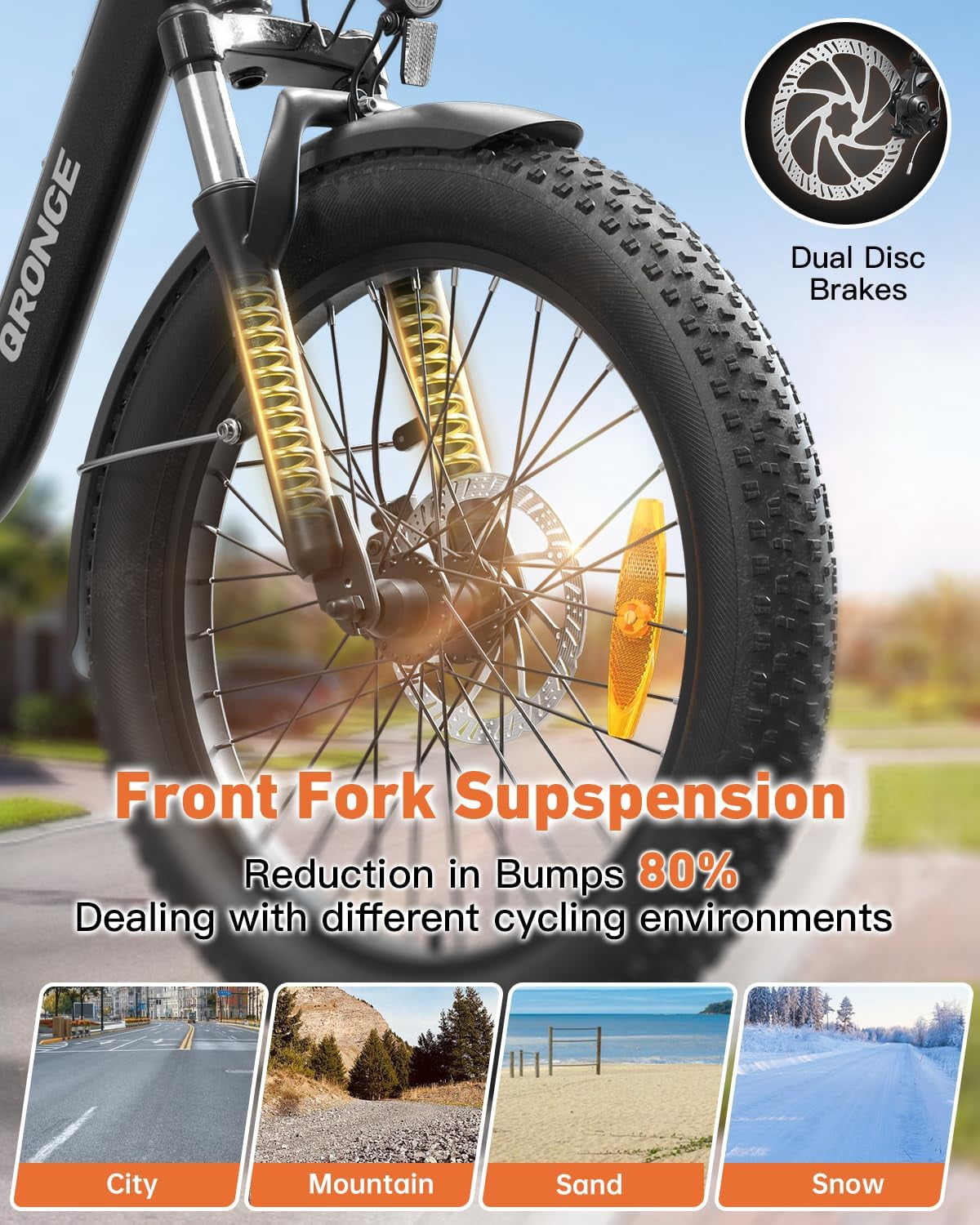 1000W Folding Electric Bike for Adults 20" Fat Tire Foldable Step Through E-Bike up to 70Miles Range 20mph Max Speed 36V 13.5AH Battery Front Fork Suspension E-Mountain Bikes 7 Speed, UL2849 by SGS