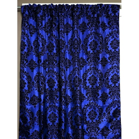 Lovemyfabric Taffeta Flocking Damask Print Window Curtain Panel