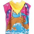 thumbnail image 3 of Toalla de baño con capucha de playa para niños de 2 a 8 años - Poncho con cubierta para piscina - Uso múltiple para baño/ducha/piscina 24" x 48" sirena delfín, 3 of 4