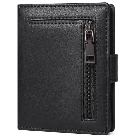 GAEKEAO Genuine Leather Wallet for Men Bifold Slim Men's Wallets with Zipper Change Pocket Card Holder RFID Blocking Purse