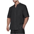 thumbnail image 1 of Birdeem Chemises pour Hommes Mode Décontractée Couleur Unie Bouton Manches Courtes Col Rond Blouses, 1 of 10