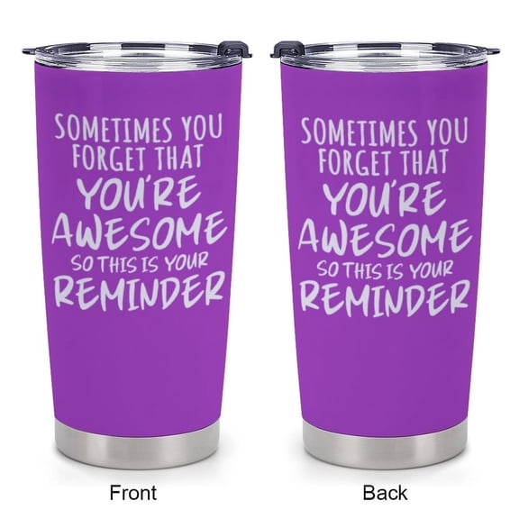 Inspirational Gifts for Women Who Have Everything - 20oz Purple Tumbler, Sometimes You Forget You're Awesome Coffee Mug, Mothers Day Birthday Gift for Mom Wife Girlfriend, Uplifting Gift