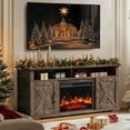 thumbnail image 5 of Electric Fireplace TV Stand for TVs up to 75", Farmhouse Entertainment Center with Fireplace, Vintage Brown, 5 of 9