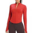 thumbnail image 1 of Chaqueta Colorskin ligera con cremallera para yoga y correr para mujer, roja, 1 of 6