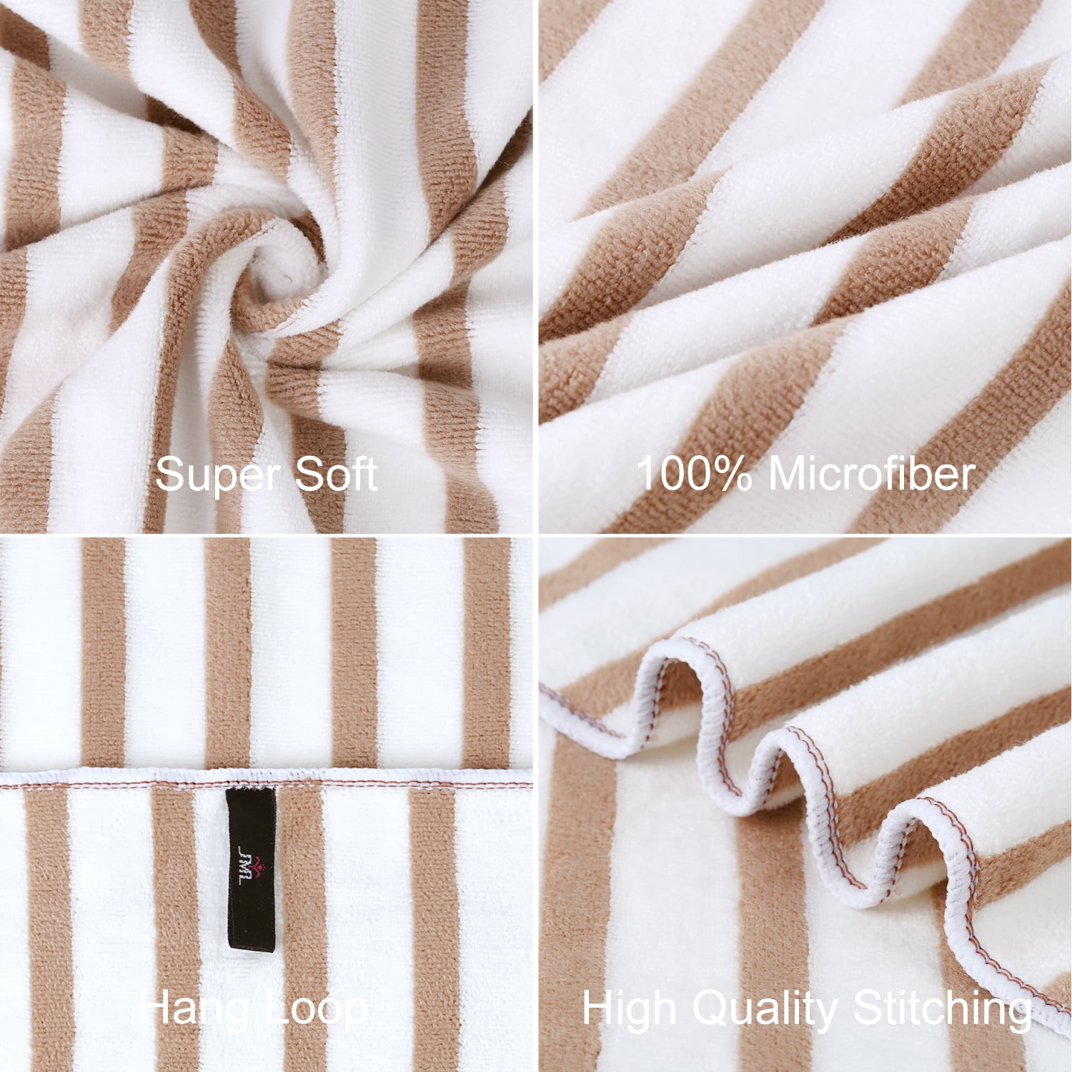 JML Bath Towel Set 2 Pack (30" x 60") - Extra Absorbent, Fast Drying, Coffee Microfiber Towels