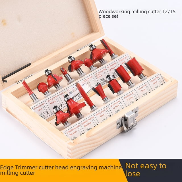 15-Piece Woodworking Router Bit Set with 1/2 Inch Shank, Alloy Carbide Milling Cutters for Carving Machines & Edge Trimmers, Precision Tools for Intricate Wood Projects, Packaged in a Plastic Case