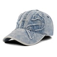 thumbnail image 2 of Only Moment Light Blue Unisex Vintage Washed Baseball Cap Hat Polyester,Cotton Men Women Washed Distressed Twill Cotton Baseball Cap Vintage Adjustable Dad Hat One Size, 2 of 6