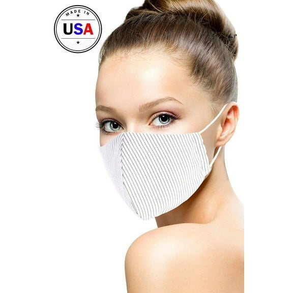 Cotton Stripe 3d Reusable Face Mask White