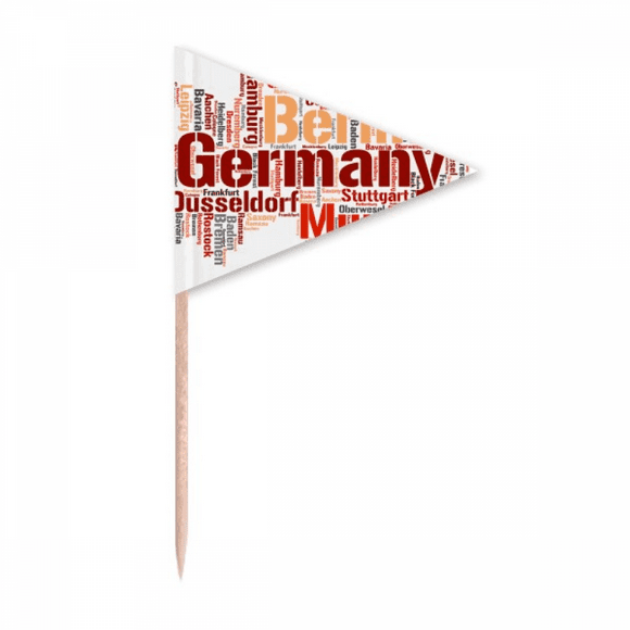 Germany City Name Map Style Pattern Toothpick Triangle Cupcake Toppers Flag