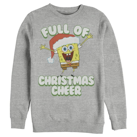 Men's SpongeBob SquarePants Full of Christmas Cheer Sweatshirt Athletic Heather Medium
