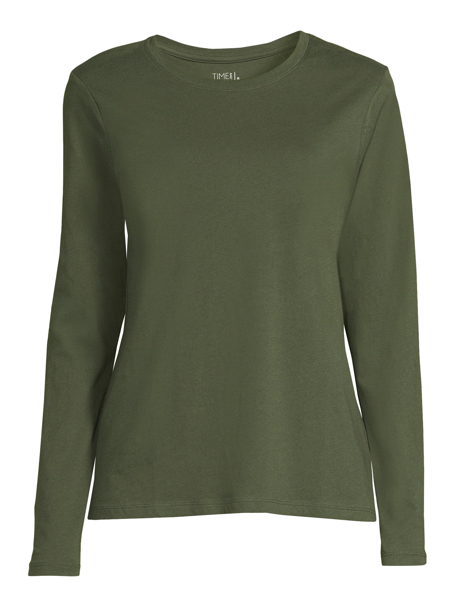 Time and Tru Women's Core Tee with Long Sleeves, Sizes S-3XL
