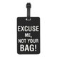 thumbnail image 1 of Etiqueta de equipaje Uxcell (Disculpa, no es tu bolsa), etiqueta de equipaje divertida para identificación de maletas para mujeres y hombres en negro, 1 of 6