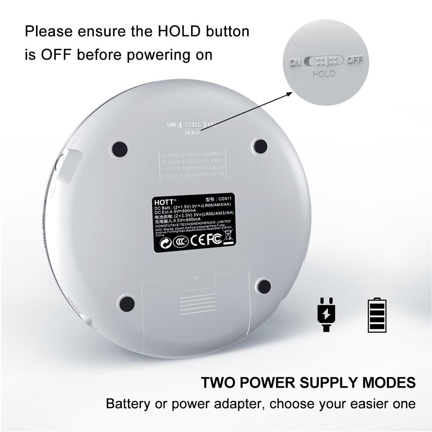 MEGICOT Portable CD Player, Personal Portable MP3/CD Player with Headphone Jack, Anti-Skip/Shockproof Protection, Compact CD Music Disc Player with LCD Display (Silver)