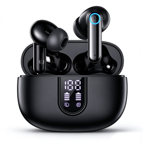 Wireless Earbuds, HiFi Stereo Deep Bass, 50H Playtime, Bluetooth 5.4 In Ear Headphones, ENC Noise Cancelling Mic, LED Display, IPX7 Waterproof
