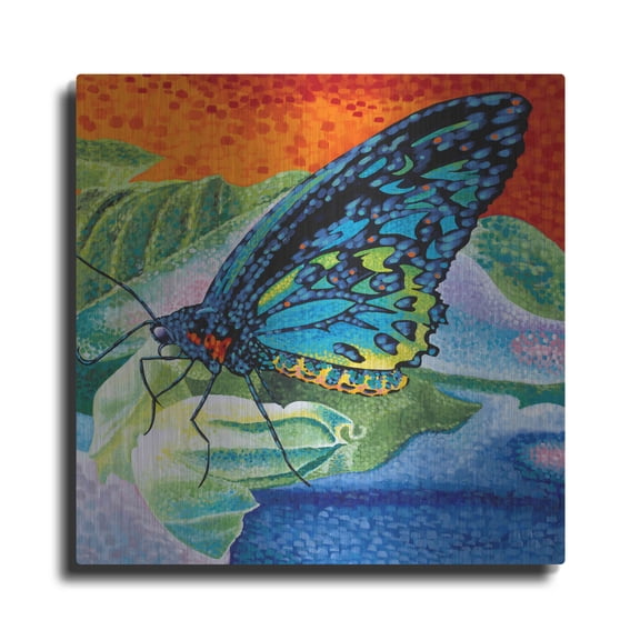 Luxe Metal Art 'Poised Butterfly II' by Carolee Vitaletti, Metal Wall Art, 24"x24"