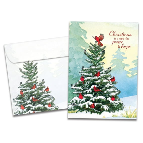 Tree-Free Greetings Christmas Greeting Card, 5 x 7, Cardinal Peace (GO68837)