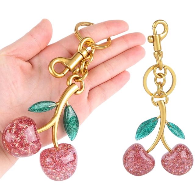 Accesorios Cereza Cristal Resina Cereza Llavero Coche Llavero (Crystal Pink Cherry)
