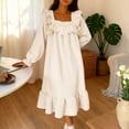 thumbnail image 6 of hotojiny Fleece Nightgowns for Women Soft Comfy Sherpa Plush Long Sleeve Bow Sleep Dress Ruffle Hem Flannel Loungewear for Winter, 6 of 7