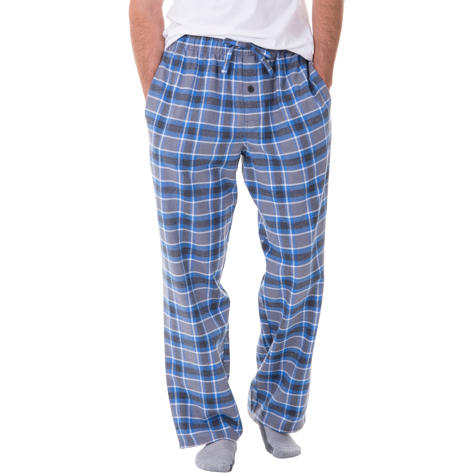 Men's Fruit of the Loom Blue Plaid Pajama Pants in Sizes Large XL & 2XL 