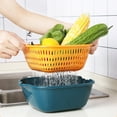 thumbnail image 3 of Colador De Frutas Cesta De Lavado De Frutas Coladores De Lavado Cesta De Lavado De Verduras Drenaje De Doble Capa Colador De Frutas Multifunción Con Asa Lateral Para Cocinas Azul ANGGREK Otros, 3 of 8
