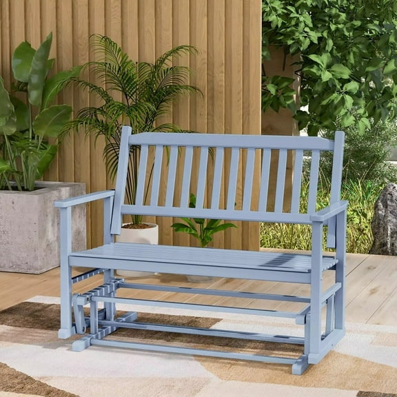 Auranook Patio Glider Loveseat Chair Swing Rocking Bench w/Slatted Seat & Curved Backrest