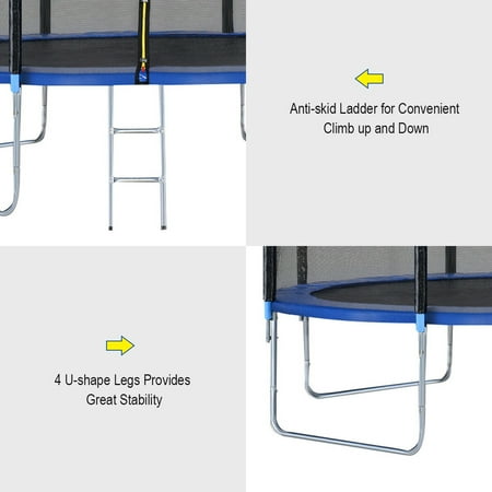 12ft Trampoline Combo Bounce Jump Safety Enclosure Net W Spring