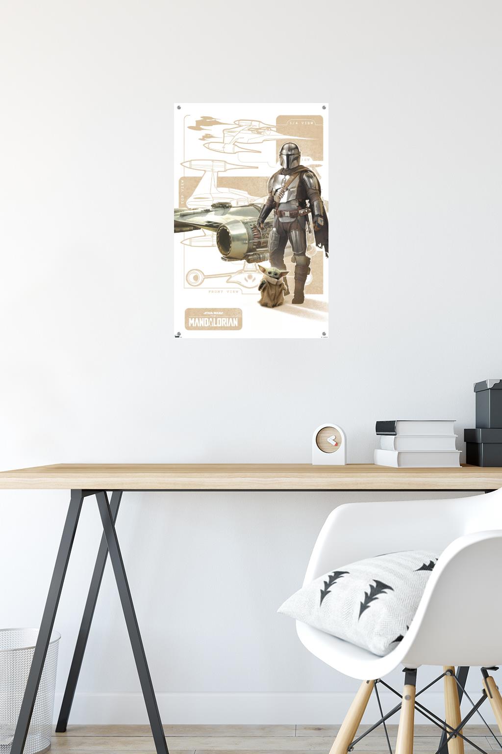 Star Wars: The Mandalorian Season 3 - N1 Starfighter Wall Poster with Push Pins, 14.725" x 22.375"