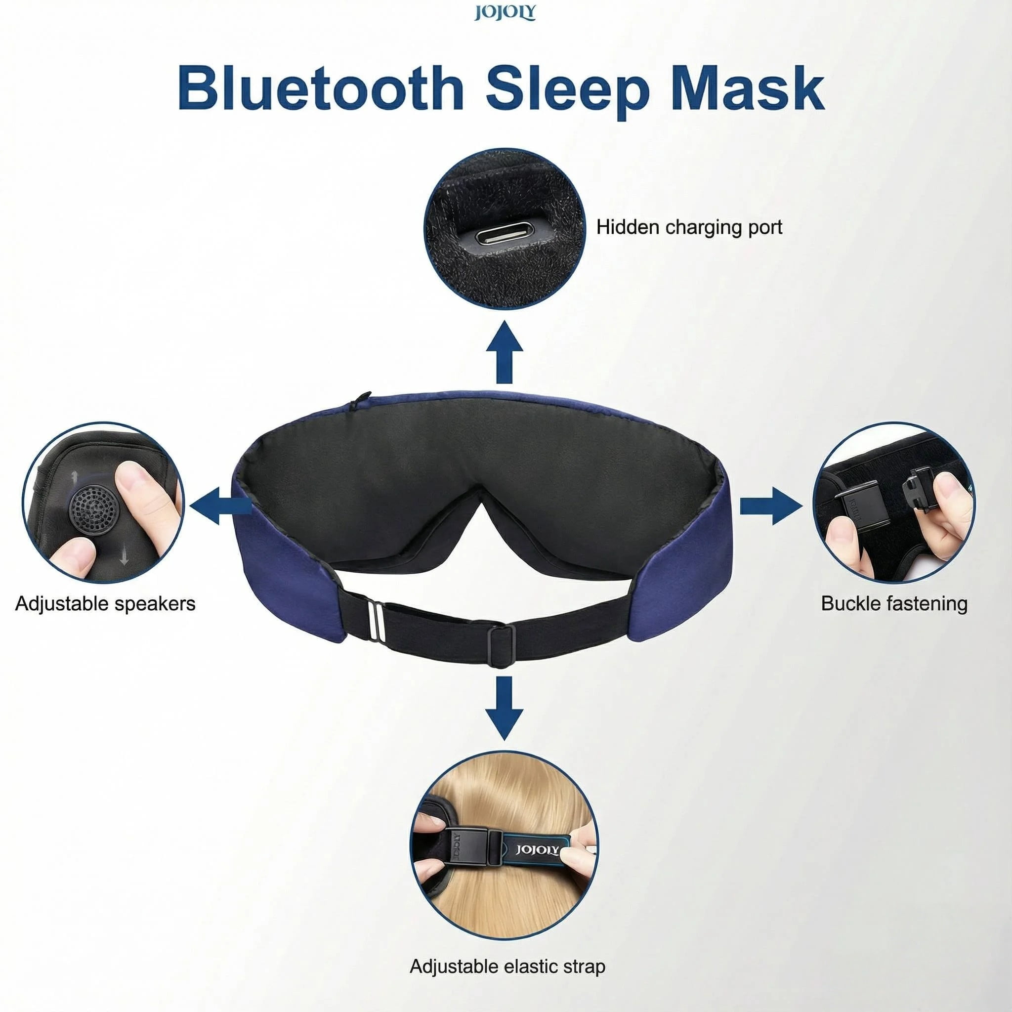 FACEMOON Bluetooth 5.4 Sleep Mask Headphones Soft Wireless Headband Blackout Eye Cover with Microphone