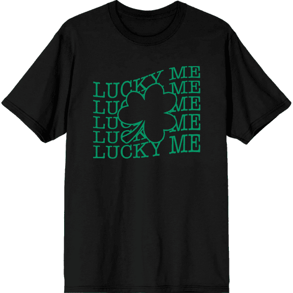 Lucky Me St. Patrick's Day Adult Short Sleeve Tee-Medium-Black