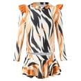 thumbnail image 7 of Girls 2 Piece Swim Dress Rash Guard Set UPF 50+ Long Sleeve Ruffled Skirt Tiger Print Orange 2-12,Size 4-5 T, 7 of 7