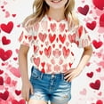 thumbnail image 2 of Likimi Valentine'S Day Children T Shirt Short Sleeve Hearts Print Crew Neck Top Breathable Shirt For Girls Size 3-4 Years White, 2 of 4