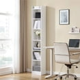 thumbnail image 4 of Yaheetech 7-Tier Modern Narrow Wooden Bookcase with Top Open Compartment, White, 4 of 7