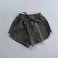 thumbnail image 2 of Tfken Toddler Girl Baby Shorts Solid Color Drawstring Casual Relaxed Beach Shorts Grey Size 6-7 Years, 2 of 5