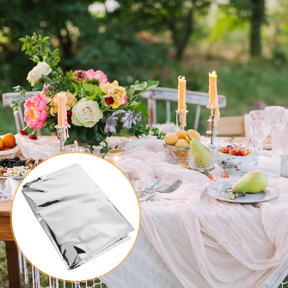 Nicehomfit 2Pcs DIY Design Table Cover for Home Decoration Silver Tablecloth for Party