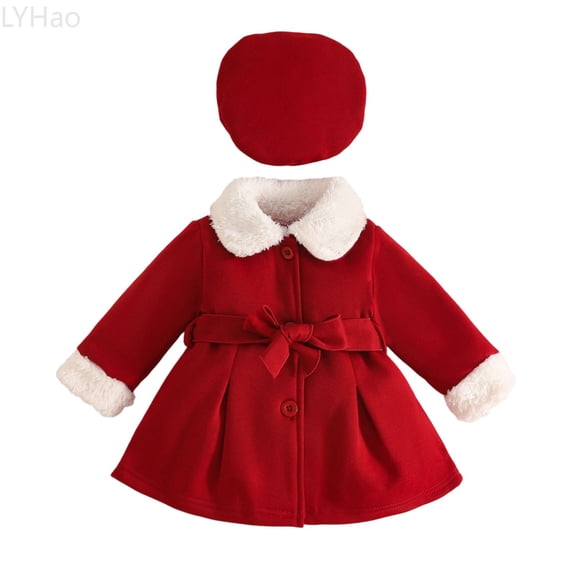 LYHao Girls Trim Hooded Belted Winter Coats For Toddler And Kids Outerwear Jacket For 6 Months To 3 Years Old Girls Jacket Coat,Sizes 9-12 Months