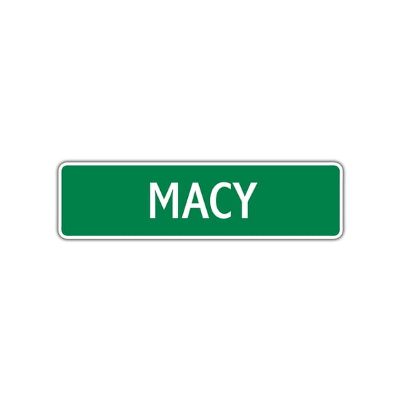 Macy Girls Children Name Indoor Outdoor Unique Letter Printed Label Wall Plaque Decoration Aluminum Metal Sign 4"x13.5"